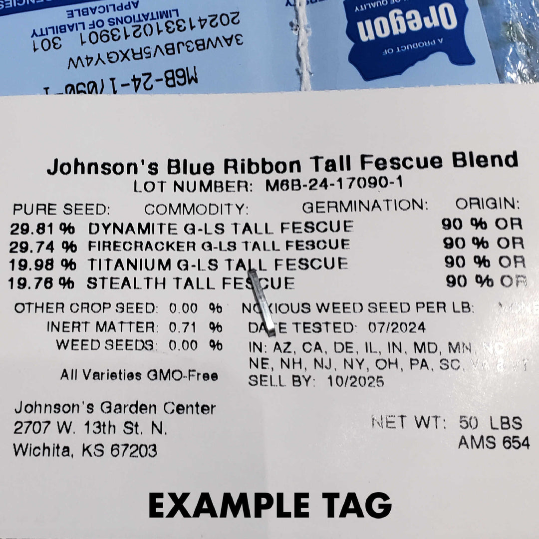 at a garden center grass seed sells Johnson's Blue Ribbon Tall Fescue Blend Grass Seed – Johnson's Garden  Centers